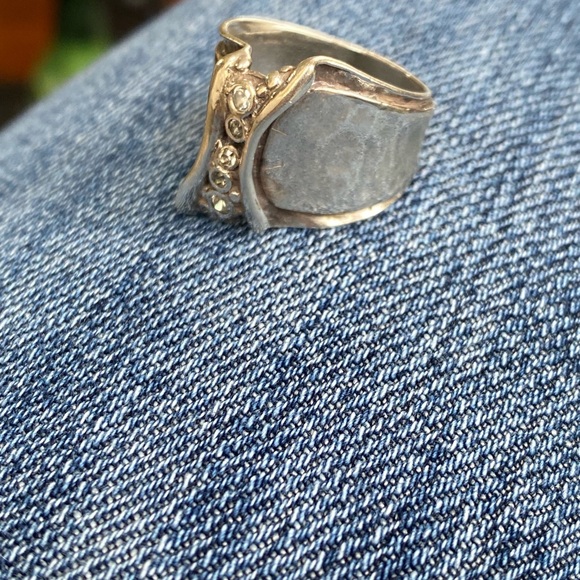 Silpada Cubic Zirconia Hand Hammered Sterling Ring R1441.   Size 8 - Picture 8 of 9